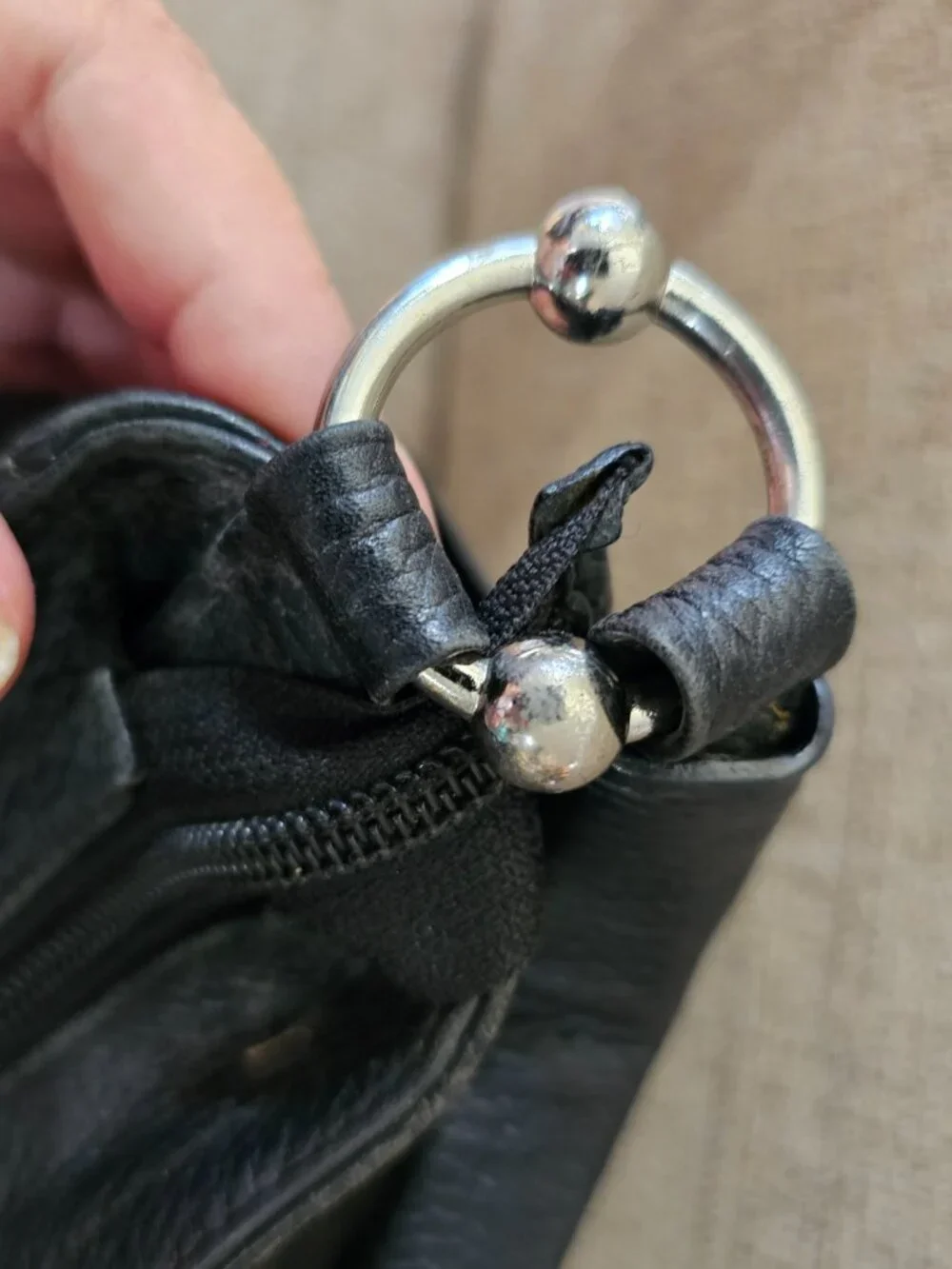 Furla Black Genuine Leather Studded Crystal Hobo Shoulder Bag